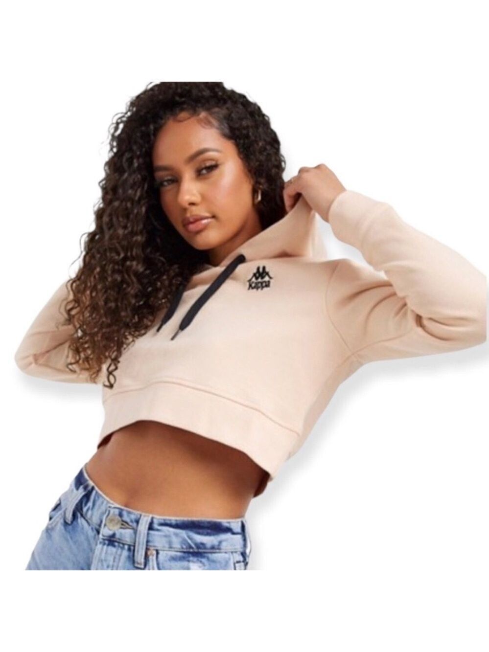 Kappa Zaly soft peach crop women’s long sleeve hoodie Medium peach fuzz
